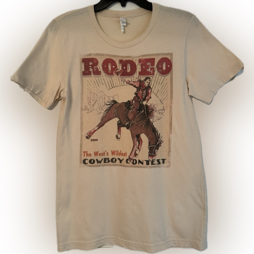 Bella Canvas Retro Style Rodeo Cowboy Shirt Women’s Size Small.